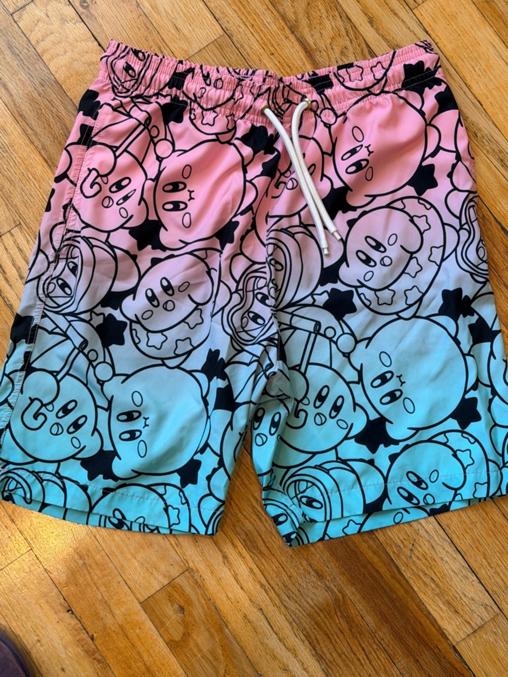 Kids Pink & Blue Gradient Character Swim Shorts